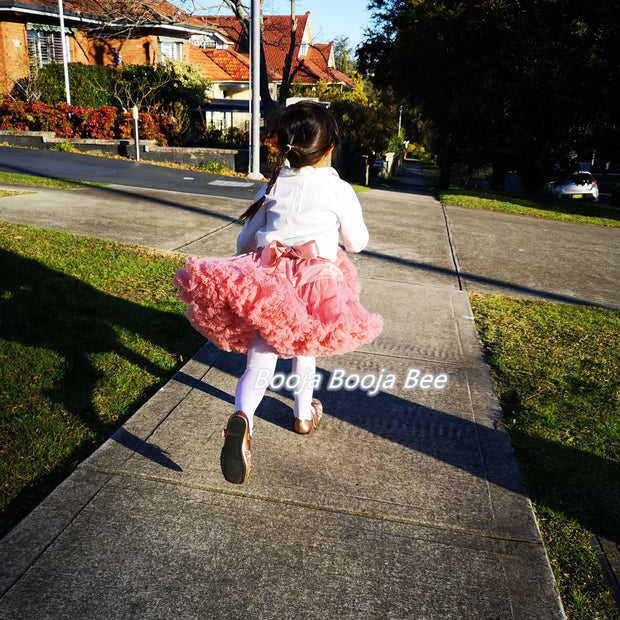 Minimalist party playful outfits, Dusty pink fluffy baby 1st tutu skirt