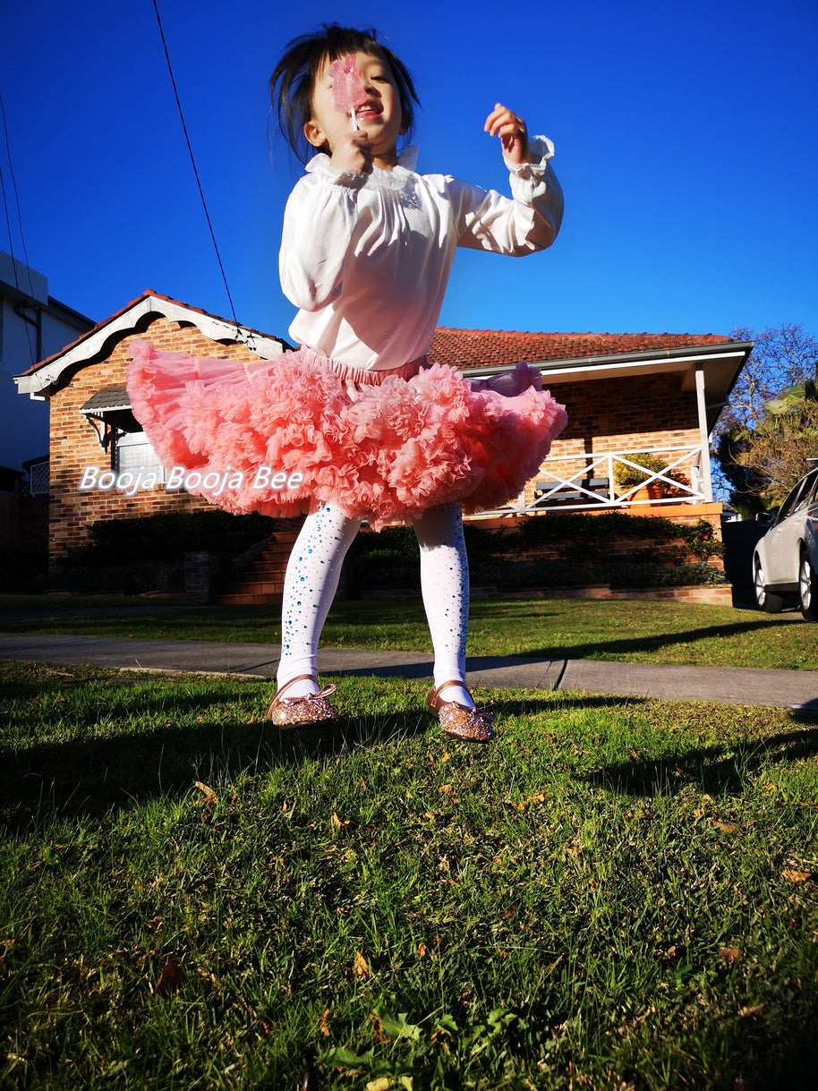 Minimalist party playful outfits, Dusty pink fluffy baby 1st tutu skirt