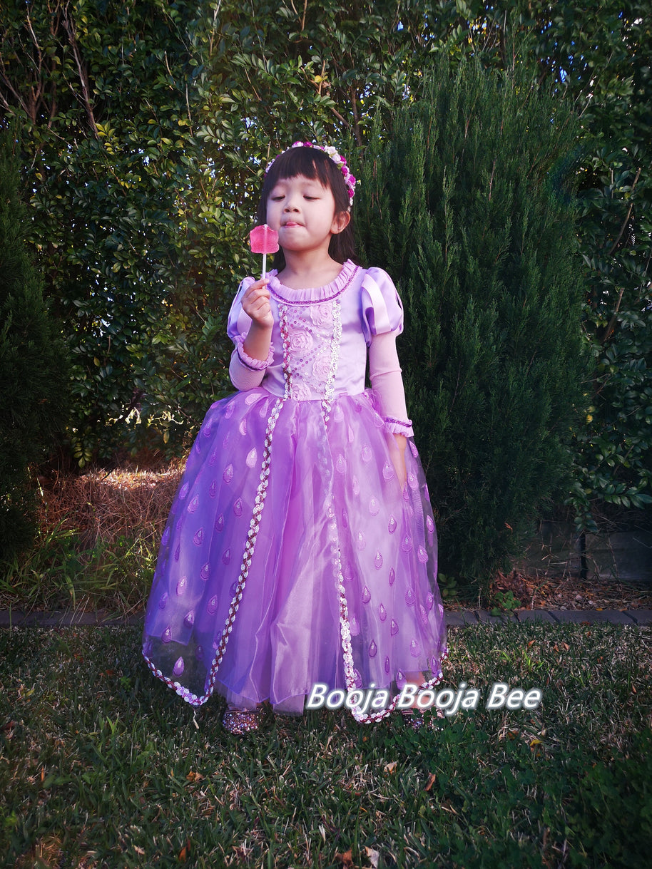 Rapunzel Tangled toddler deluxe gown dress, Girls birthday dress up themed party