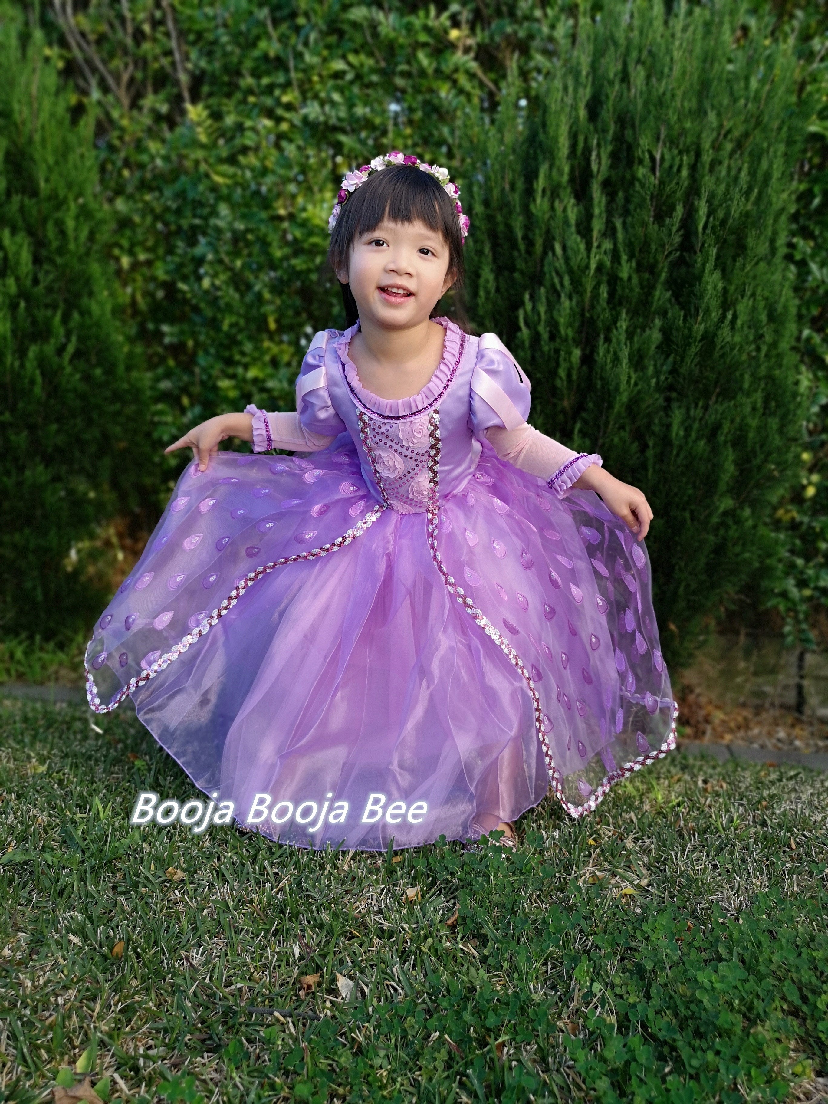 Rapunzel Tangled toddler deluxe gown dress, Girls birthday dress up themed party