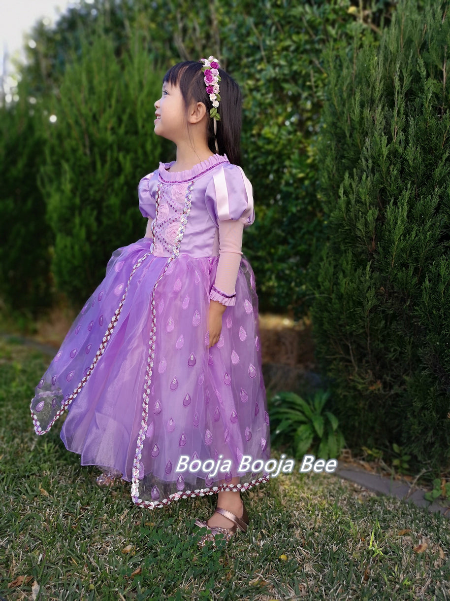 Rapunzel Tangled toddler deluxe gown dress, Girls birthday dress up themed party