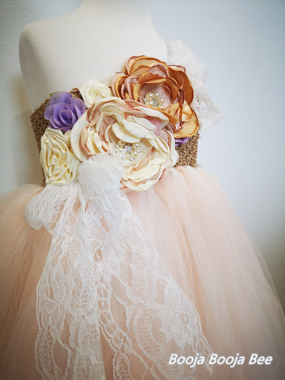 Luxury One-Shoulder Tutu Dress, Elegant couture flower girl wedding dress