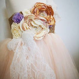 Luxury One-Shoulder Tutu Dress, Elegant couture flower girl wedding dress