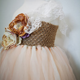 Luxury One-Shoulder Tutu Dress, Elegant couture flower girl wedding dress