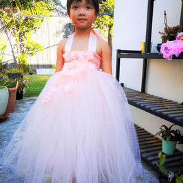 Wild rose orange 3D flower girl dress,  Fairy girls costume and baby dress