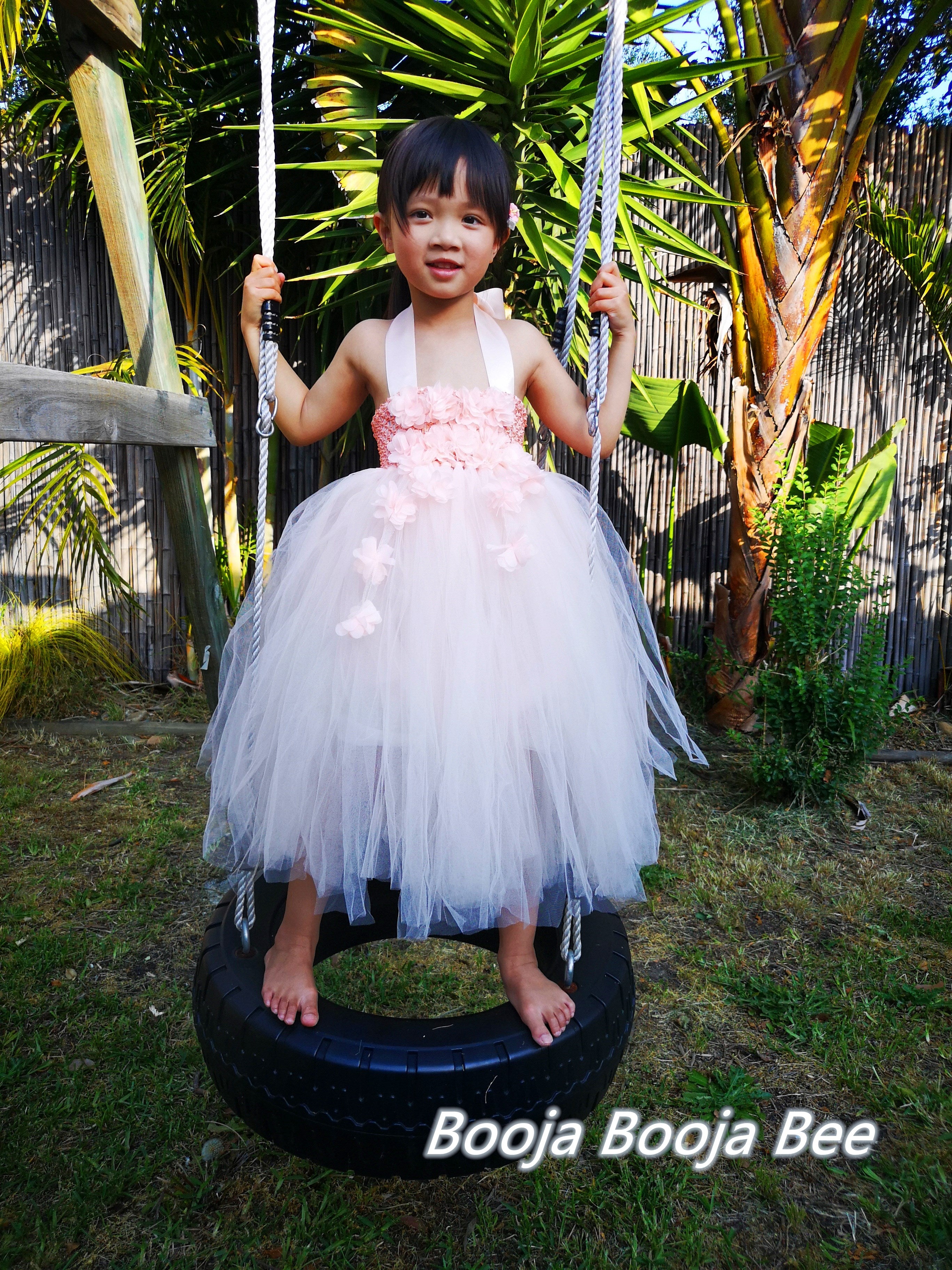 Wild rose orange 3D flower girl dress,  Fairy girls costume and baby dress