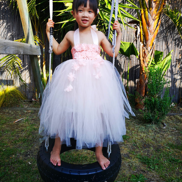 Wild rose orange 3D flower girl dress,  Fairy girls costume and baby dress