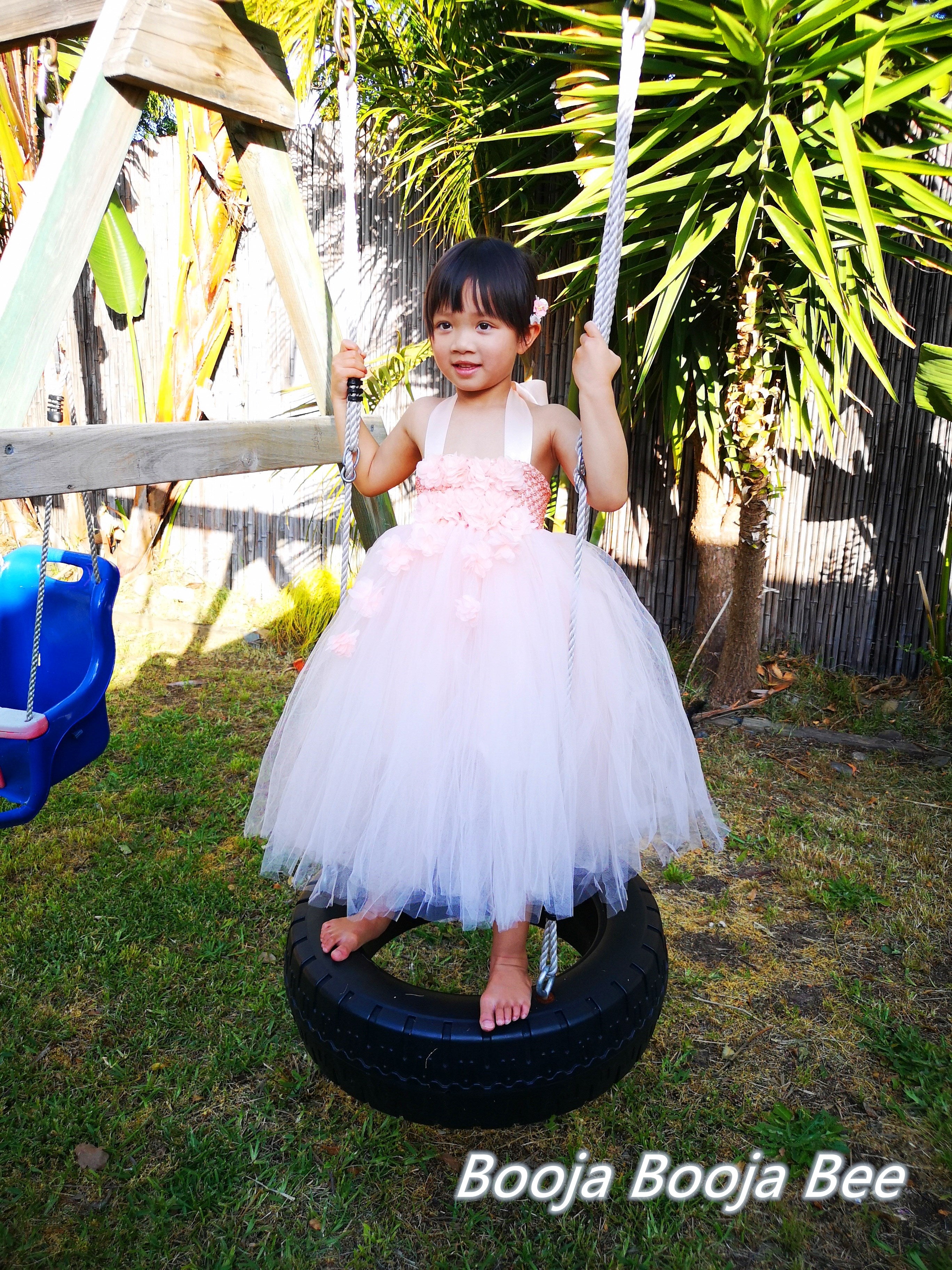 Wild rose orange 3D flower girl dress,  Fairy girls costume and baby dress