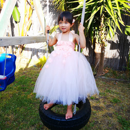 Wild rose orange 3D flower girl dress,  Fairy girls costume and baby dress