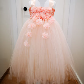 Wild rose orange 3D flower girl dress,  Fairy girls costume and baby dress