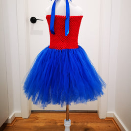 Super Mario Bros inspired tutu girls dress, Halloween kids blue and red costume, Mario and Luigi birthday cosplay party outfits