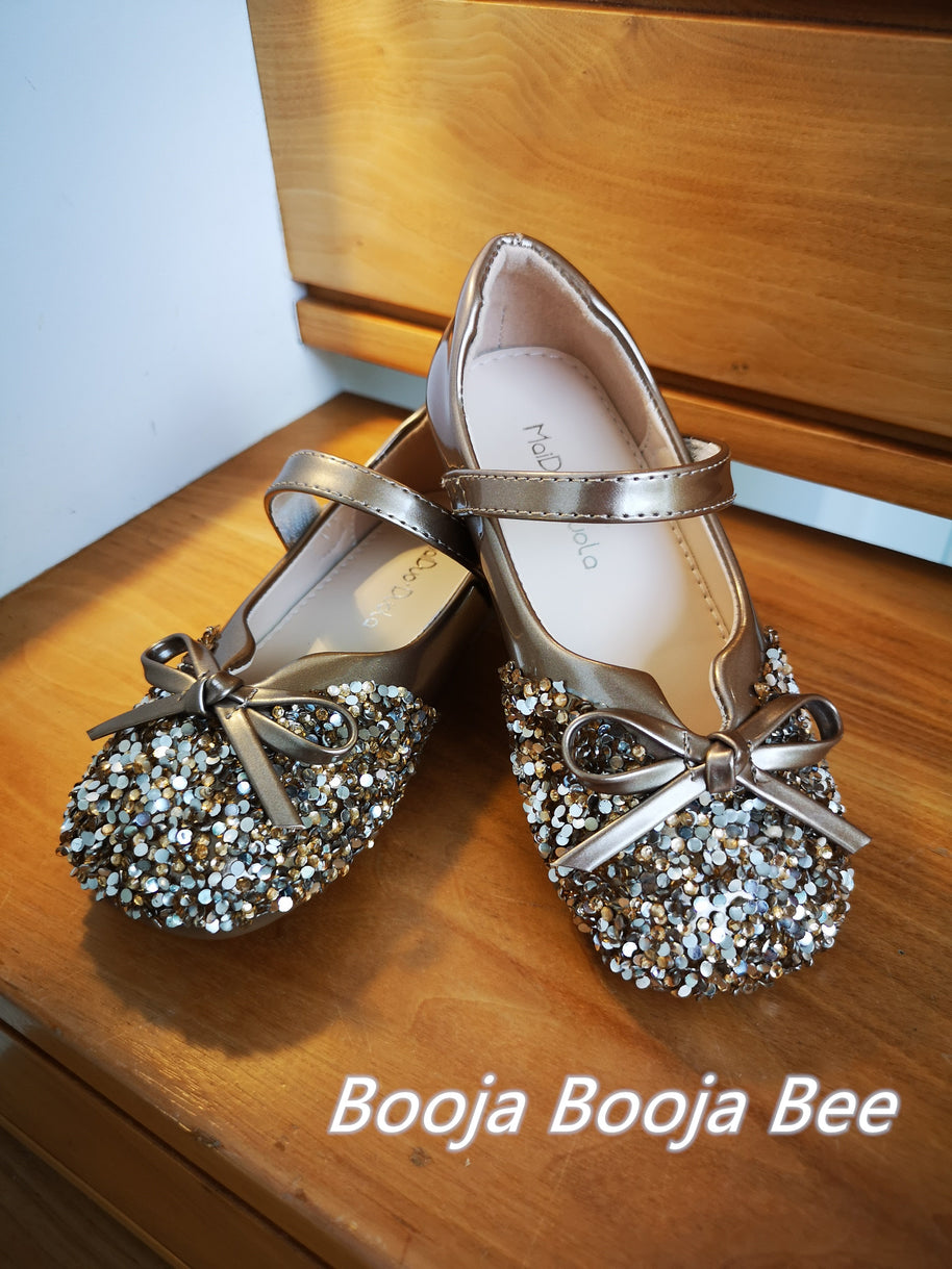 Girls rose gold sequins ribbon shoes, Birthday shoes, wedding girls shoes, sequin shoes for girls