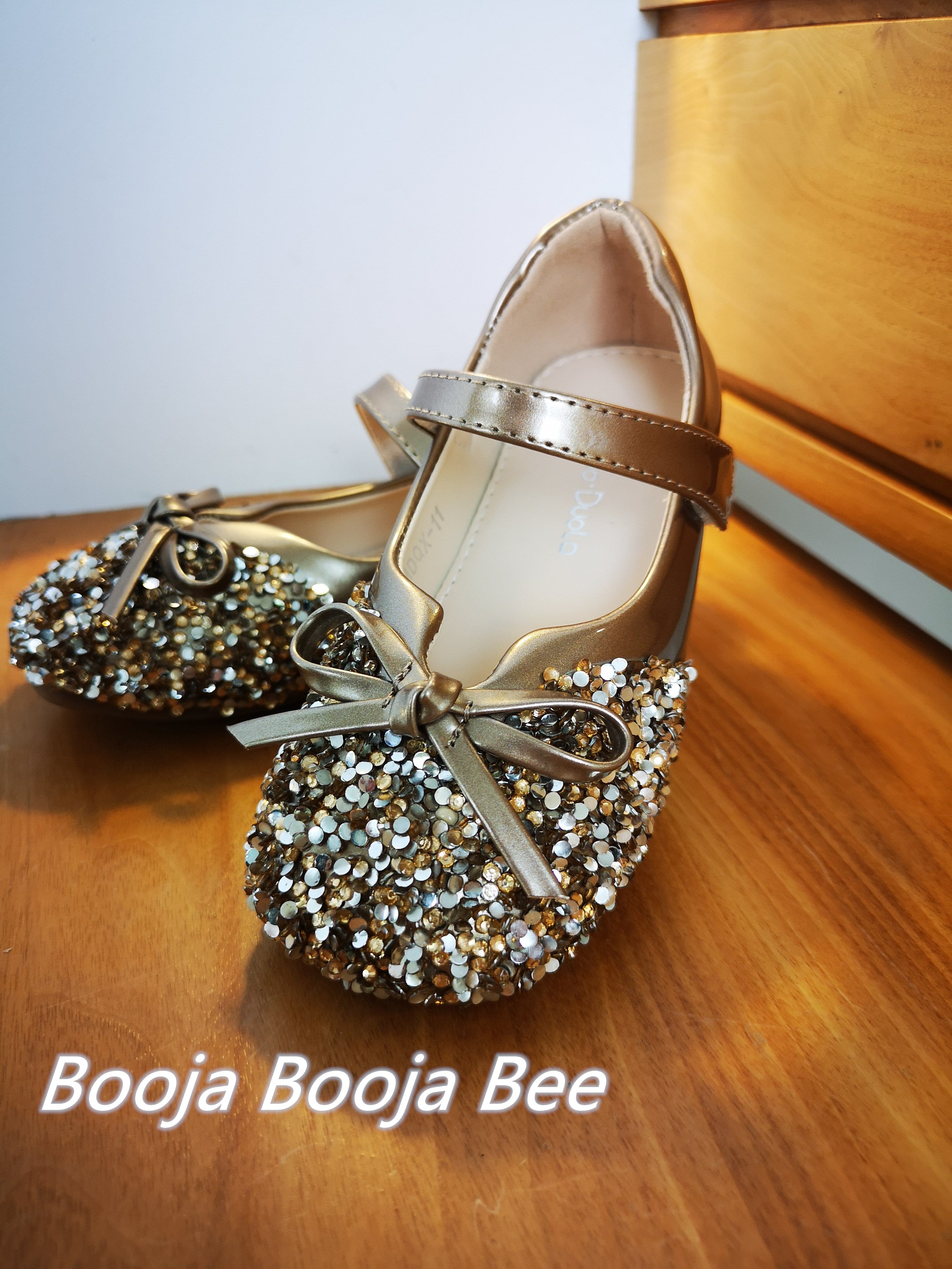 Girls rose gold sequins ribbon shoes, Birthday shoes, wedding girls shoes, sequin shoes for girls
