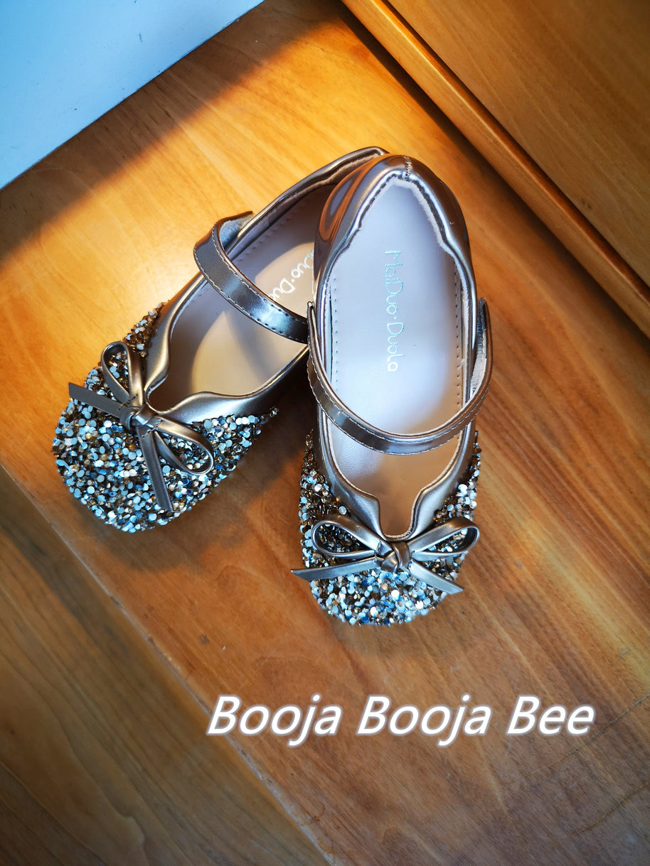 Girls rose gold sequins ribbon shoes, Birthday shoes, wedding girls shoes, sequin shoes for girls