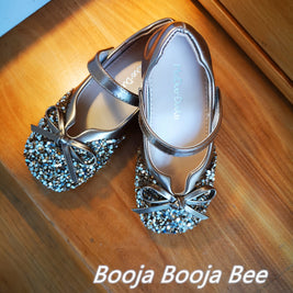 Girls rose gold sequins ribbon shoes, Birthday shoes, wedding girls shoes, sequin shoes for girls