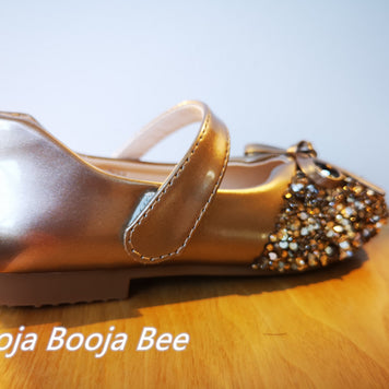 Girls rose gold sequins ribbon shoes, Birthday shoes, wedding girls shoes, sequin shoes for girls
