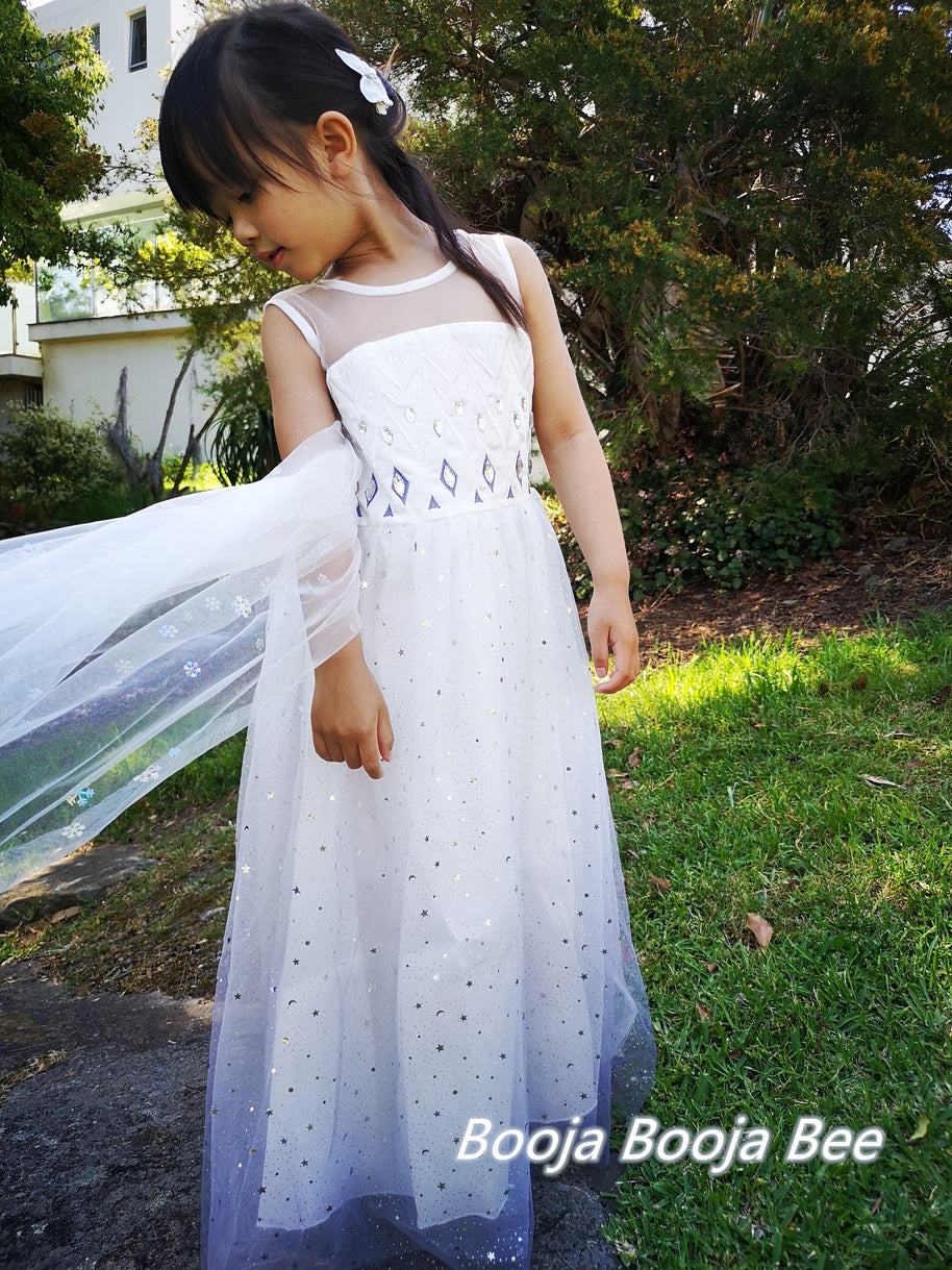 Frozen Elsa ombre sleeveless princess costume, Boho girls birthday costume