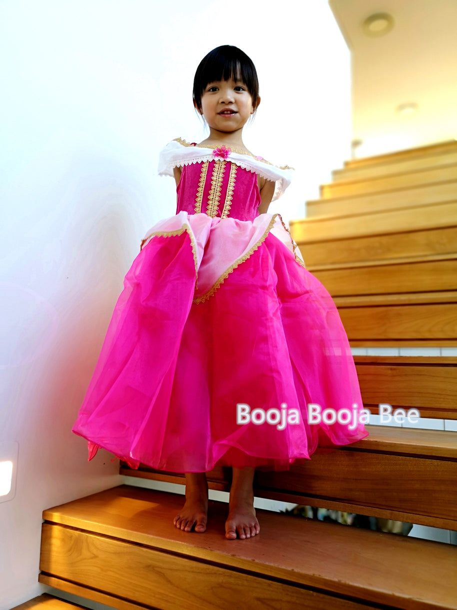 Sleeping beauty inspired costume, Princess Aurora cosplay dress gloves set