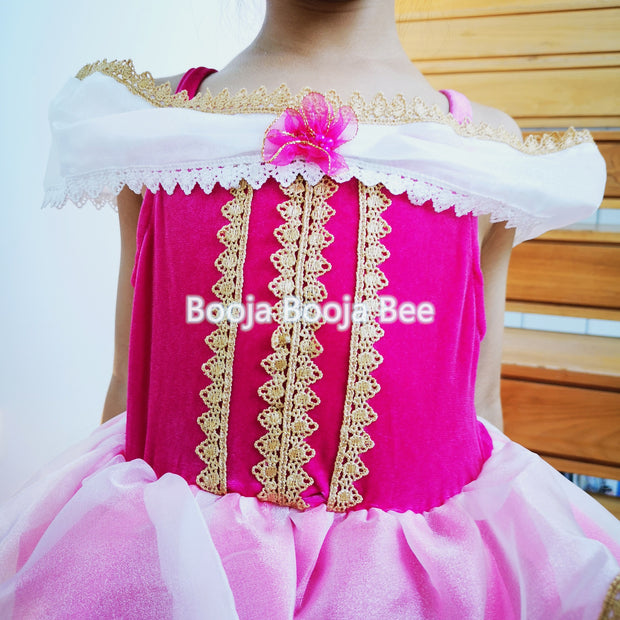 Sleeping beauty inspired costume, Princess Aurora cosplay dress gloves set