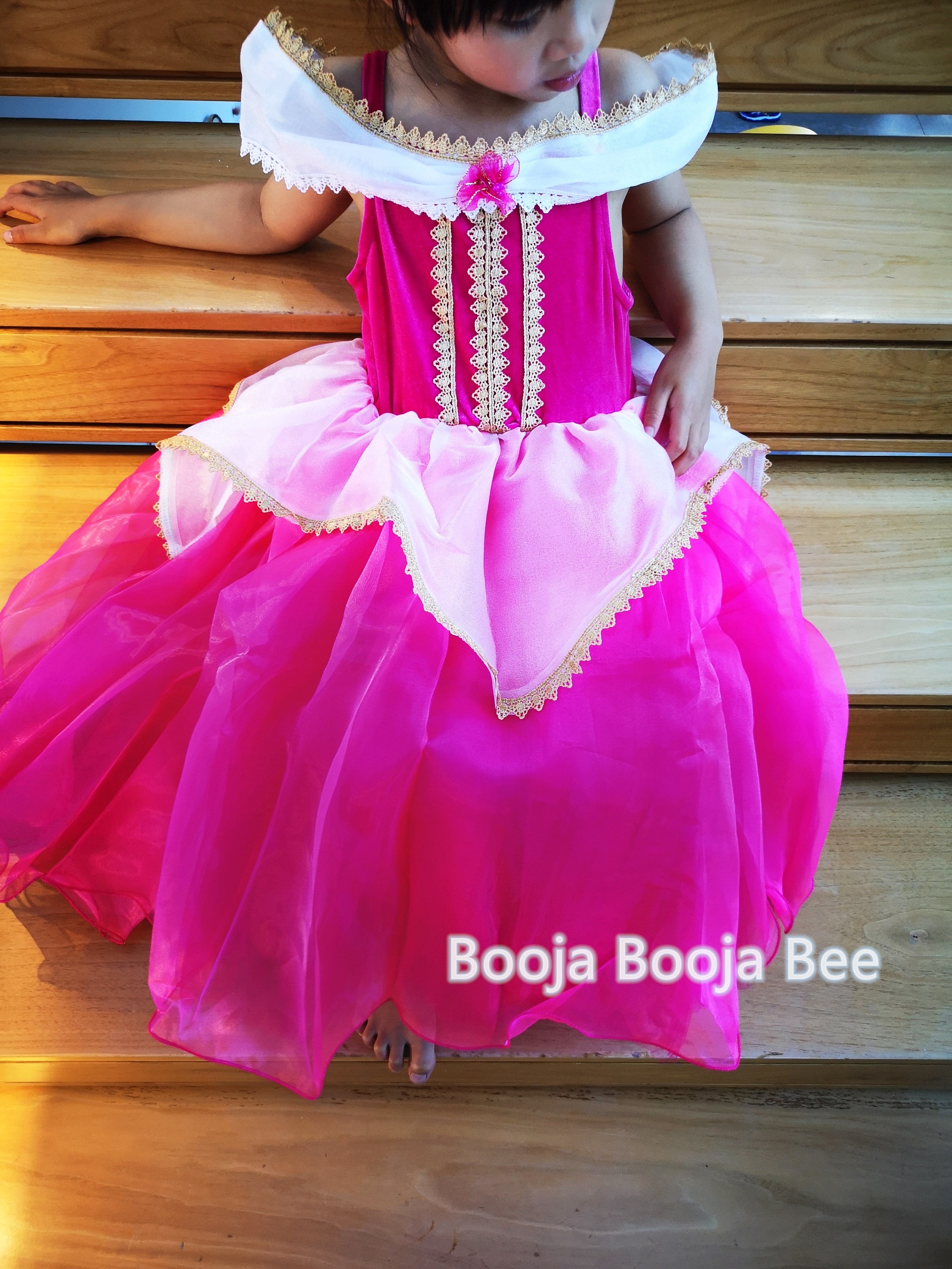 Sleeping beauty inspired costume, Princess Aurora cosplay dress gloves set