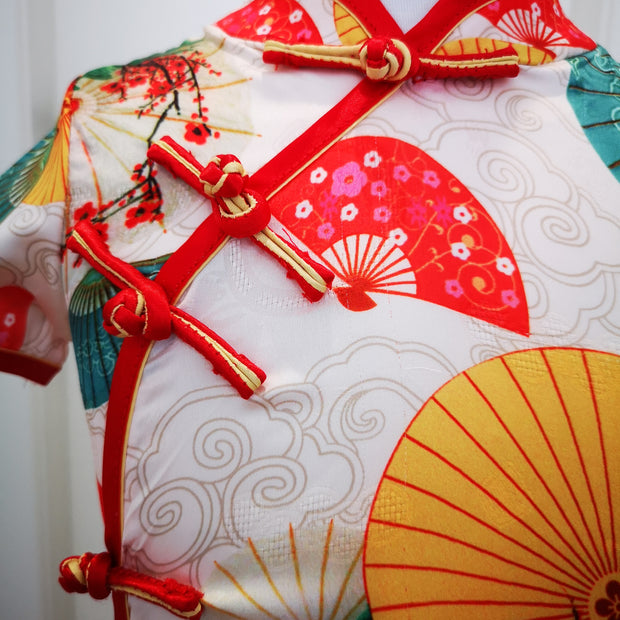 Fancy Qipao Cheongsam for girls,  Chinese short sleeves traditional dress