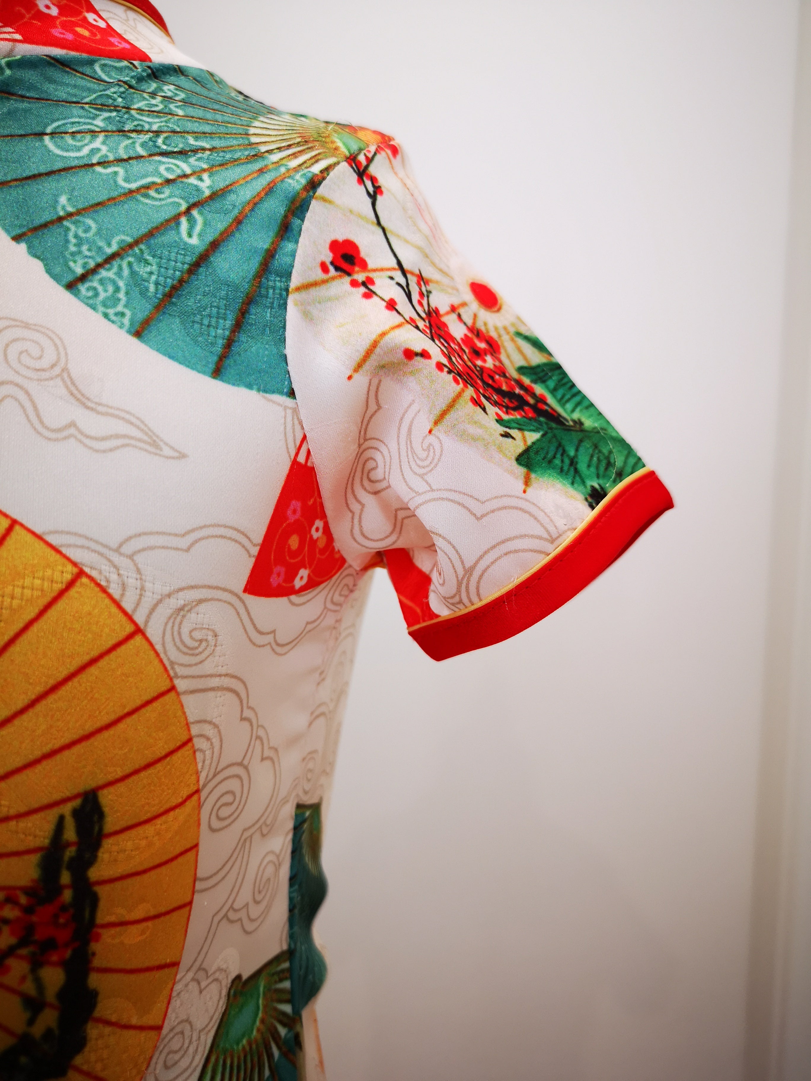 Fancy Qipao Cheongsam for girls,  Chinese short sleeves traditional dress
