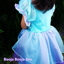 Mermaid maxi blue puff sleeves costumes, Under the sea girls birthday party dress