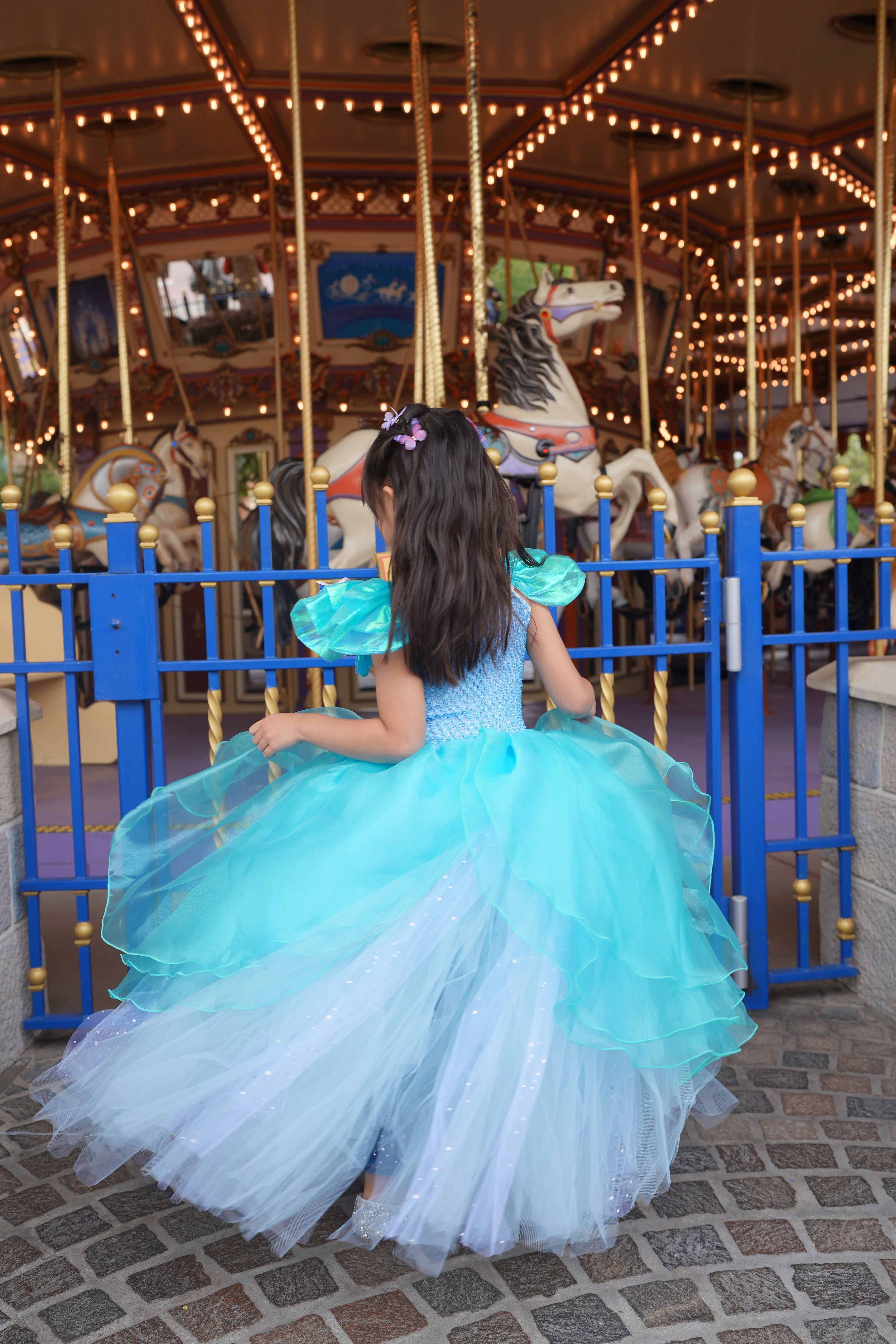 Cinderella butterfly blue tutu dress, Girls ball gown