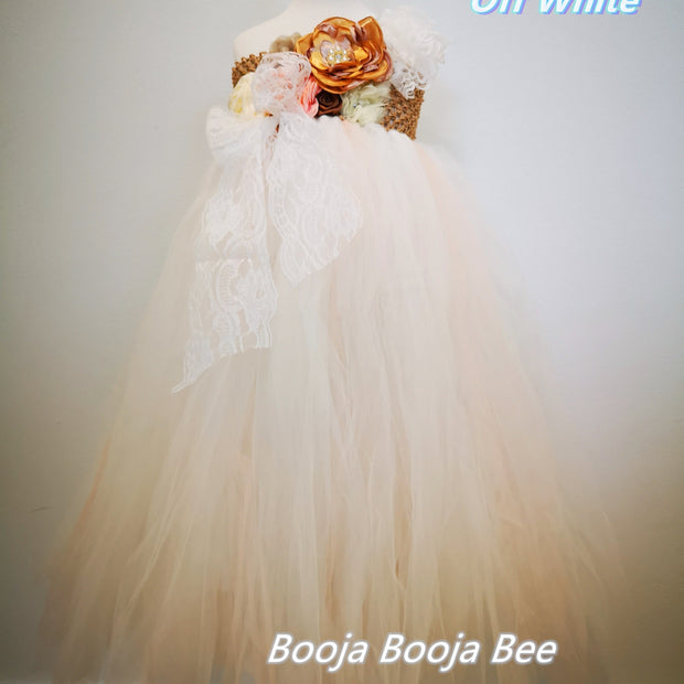 Luxury One-Shoulder Tutu Dress, Elegant couture flower girl wedding dress
