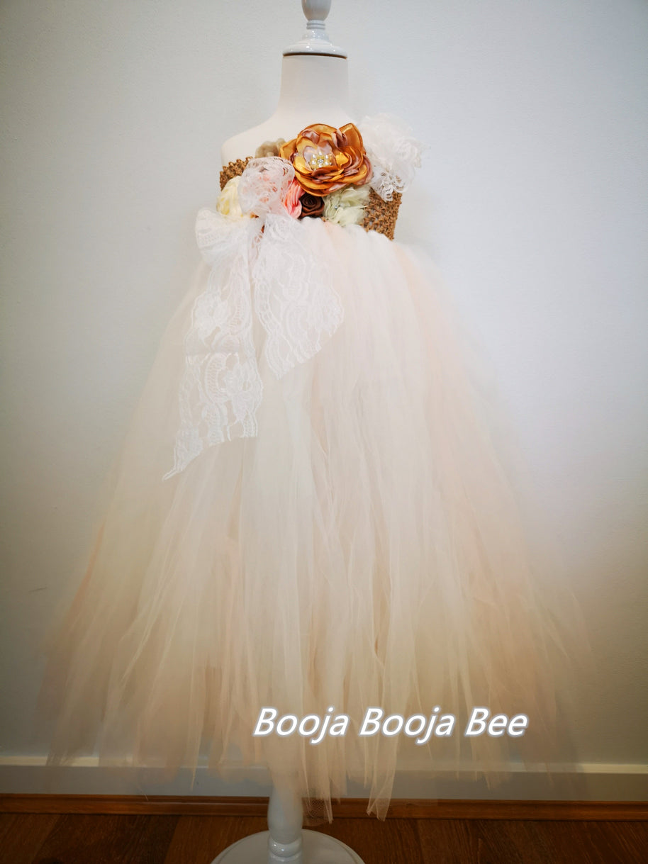 Luxury One-Shoulder Tutu Dress, Elegant couture flower girl wedding dress