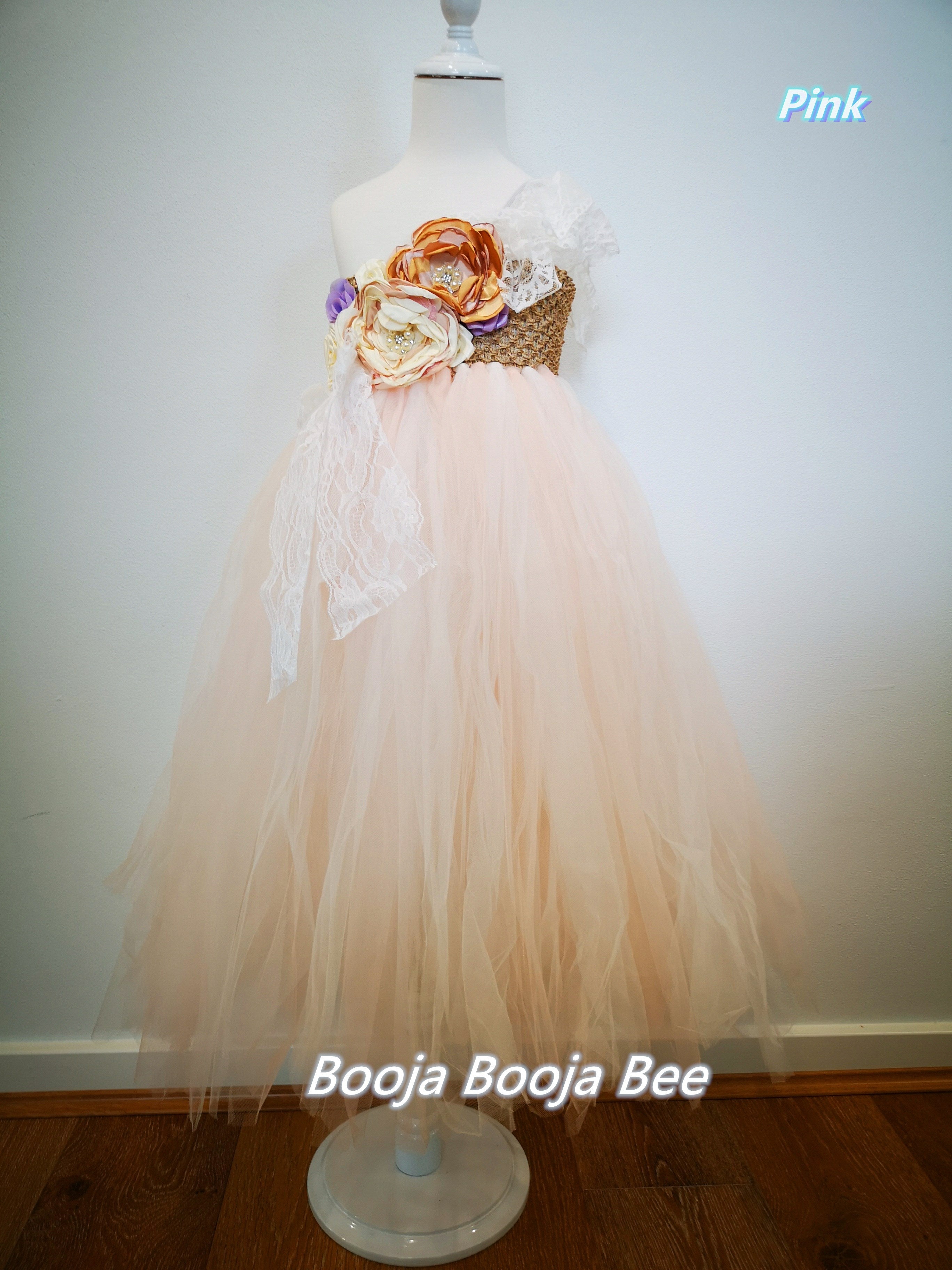 Luxury One-Shoulder Tutu Dress, Elegant couture flower girl wedding dress