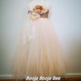 Luxury One-Shoulder Tutu Dress, Elegant couture flower girl wedding dress
