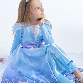 Frozen 2 Elsa inspired blue costume dress, Disney princess themed party cosplay wear