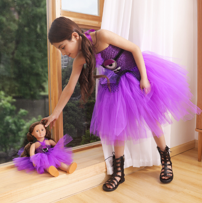 Purple Evil Minions inpsired birthday party tutu dress, Despicable me cute costume outfits