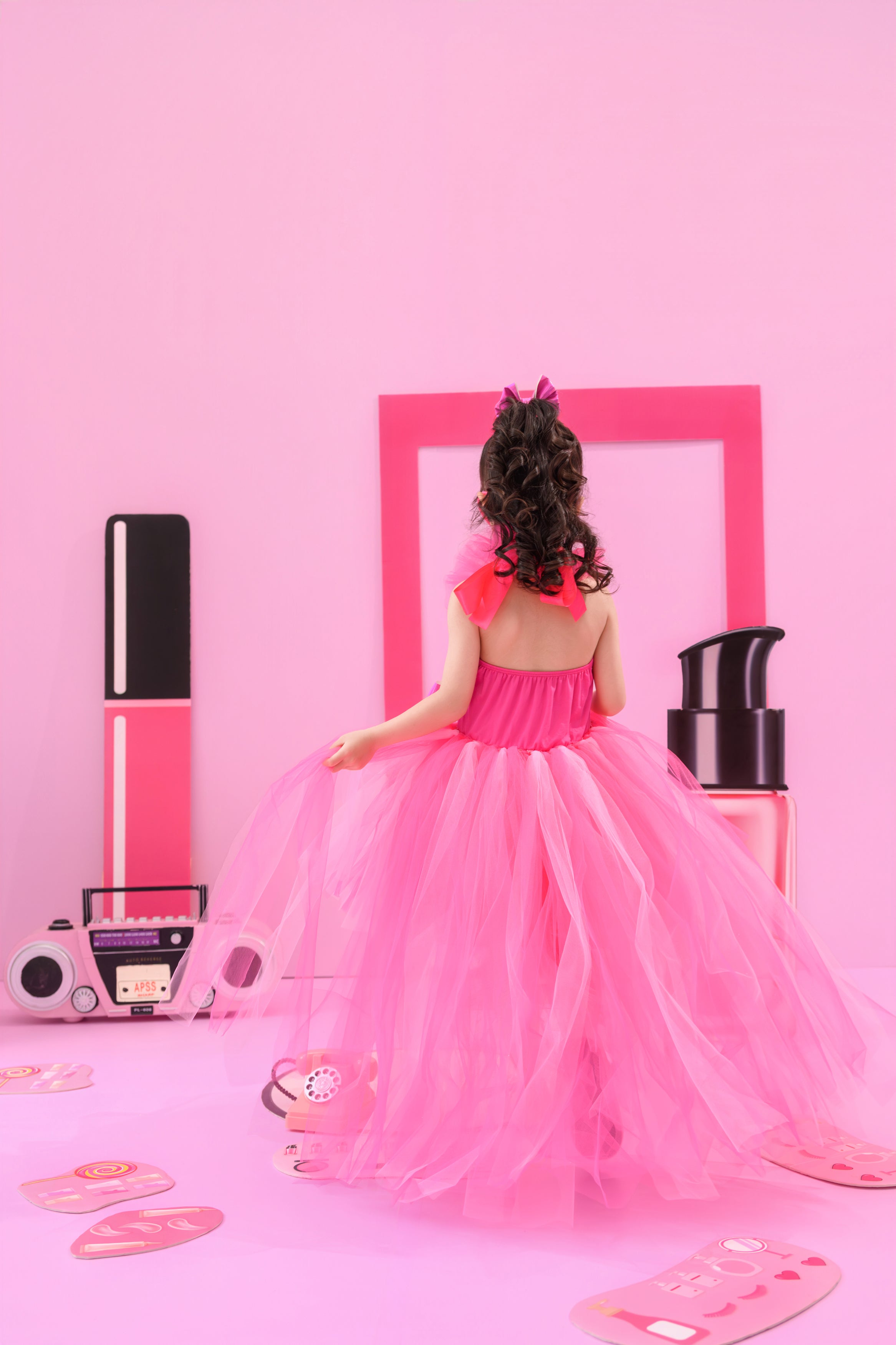 Barbie Aurora hot pink party tutu dress, girls birthday themed dress