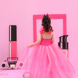 Barbie Aurora hot pink party tutu dress, girls birthday themed dress