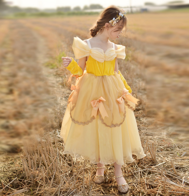 Beauty and the Beast Belle inspired costume, Gold princess dress