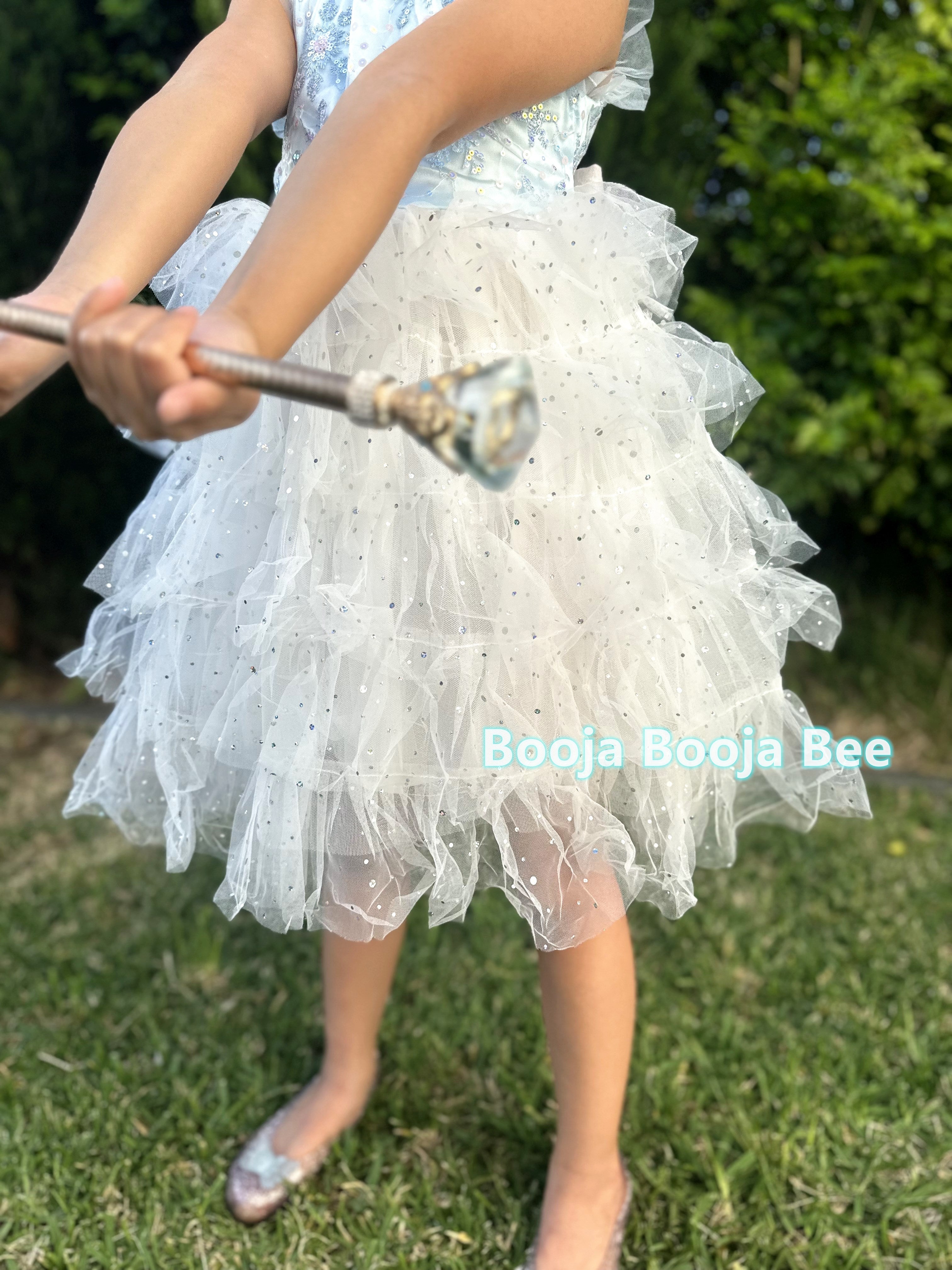 Frozen Elsa ruffles and sequins sleeveless dress, Toddlers Disney themed party outfits