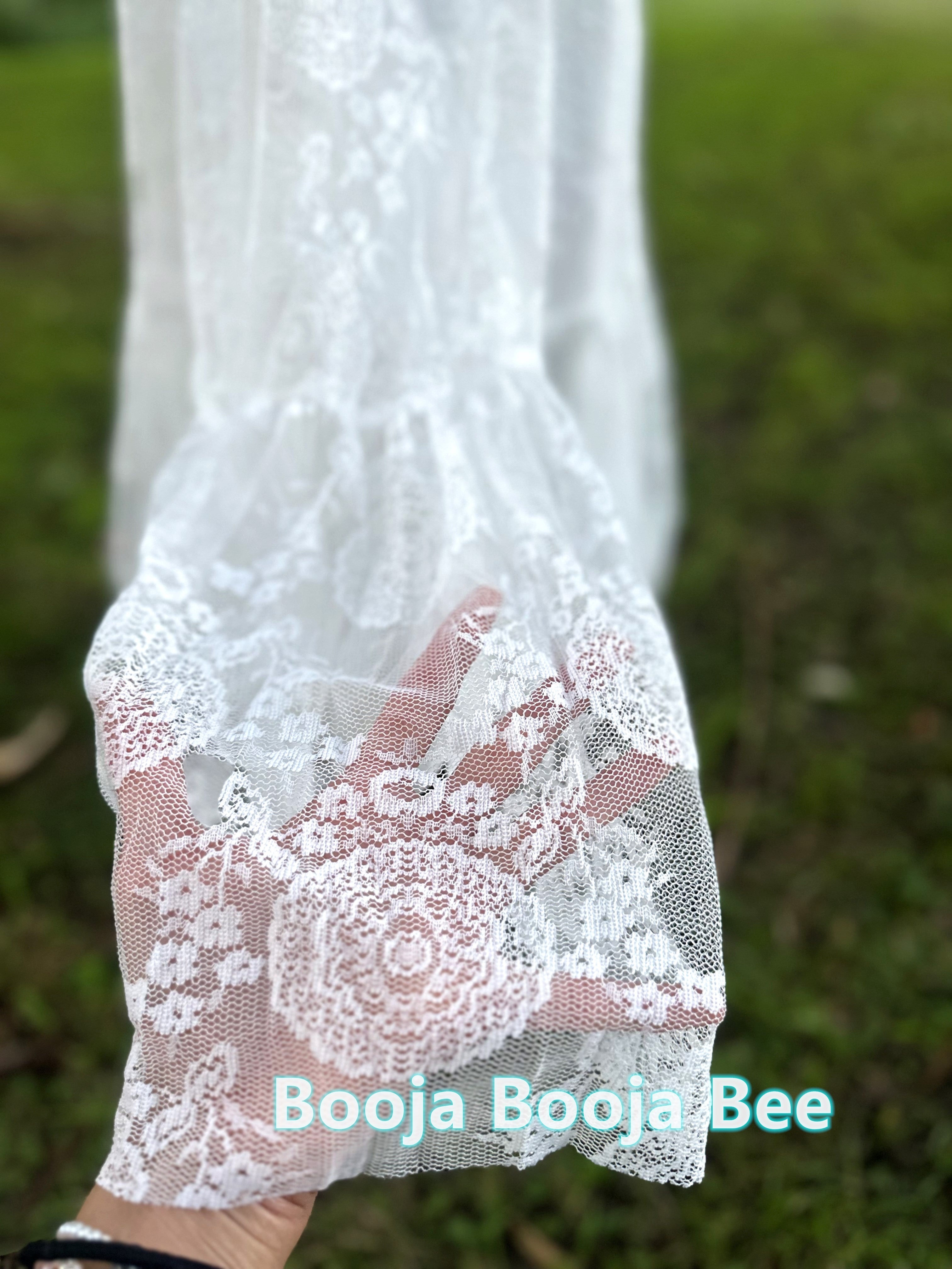 Ivory White Lace Flower Girl Dress – Bohemian Christening Lace Gown