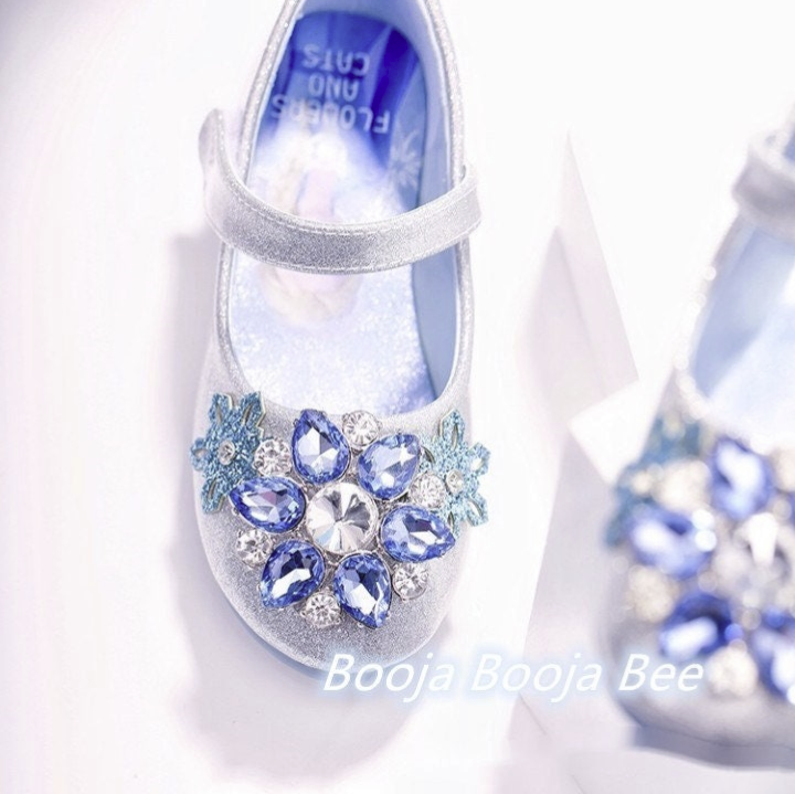Frozen Elsa Snowflakes silver gemstones girls shoes, Princess birthday shoes