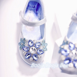 Frozen Elsa Snowflakes silver gemstones girls shoes, Princess birthday shoes