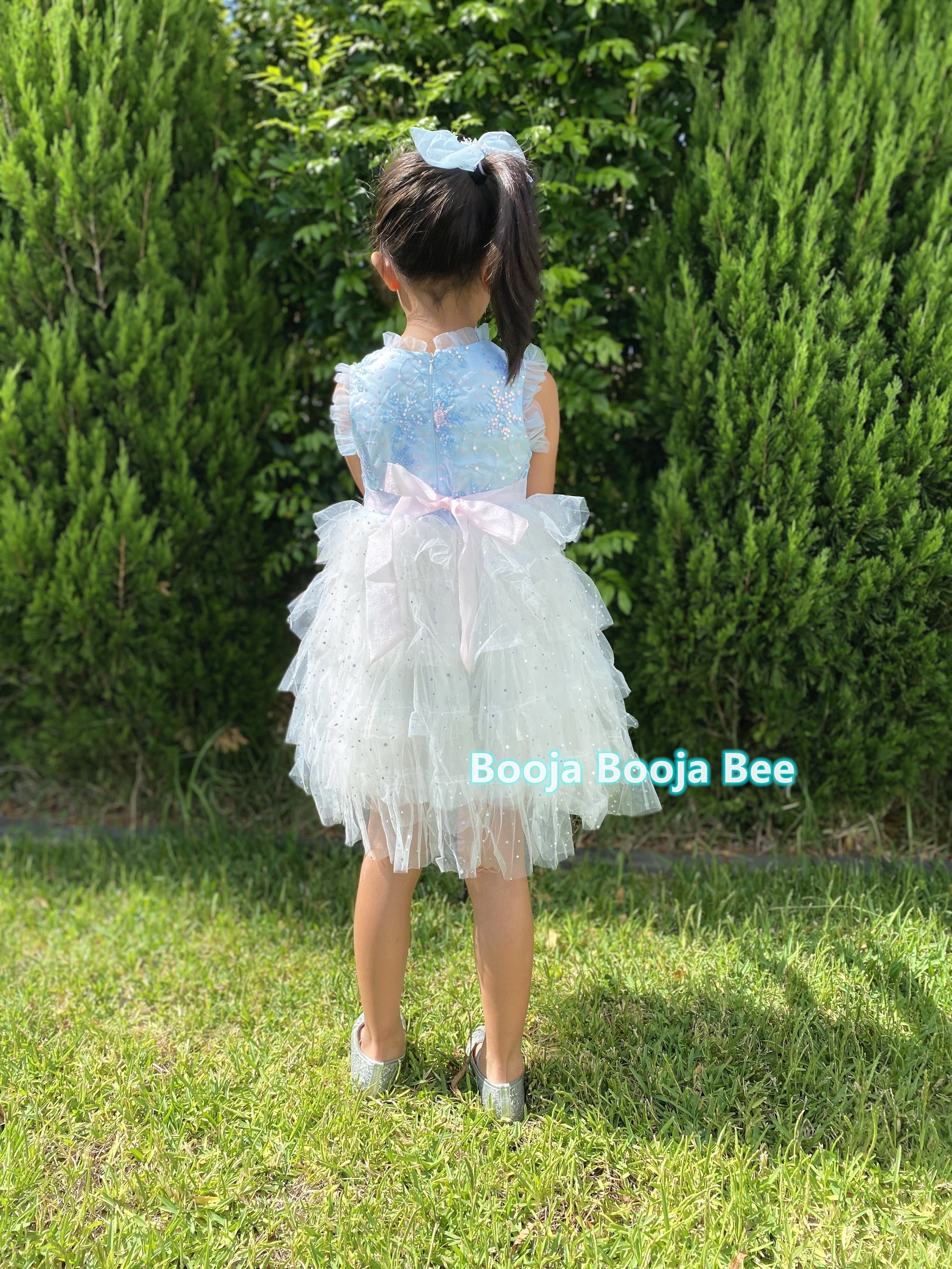 Frozen Elsa ruffles and sequins sleeveless dress, Toddlers Disney themed party outfits