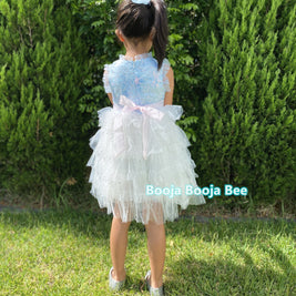 Frozen Elsa ruffles and sequins sleeveless dress, Toddlers Disney themed party outfits