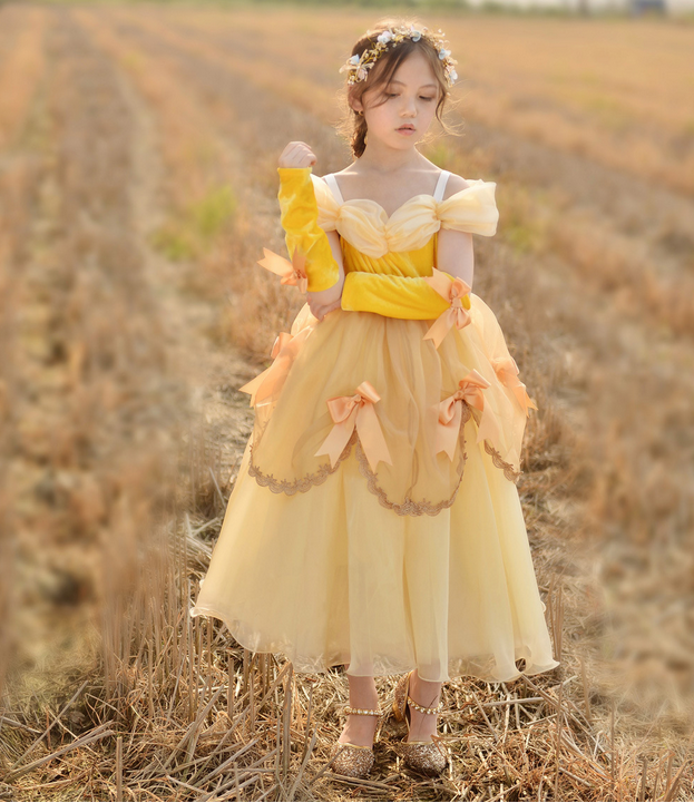 Beauty and the Beast Belle inspired costume, Gold princess dress