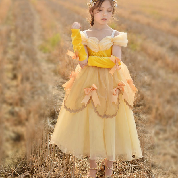 Beauty and the Beast Belle inspired costume, Gold princess dress