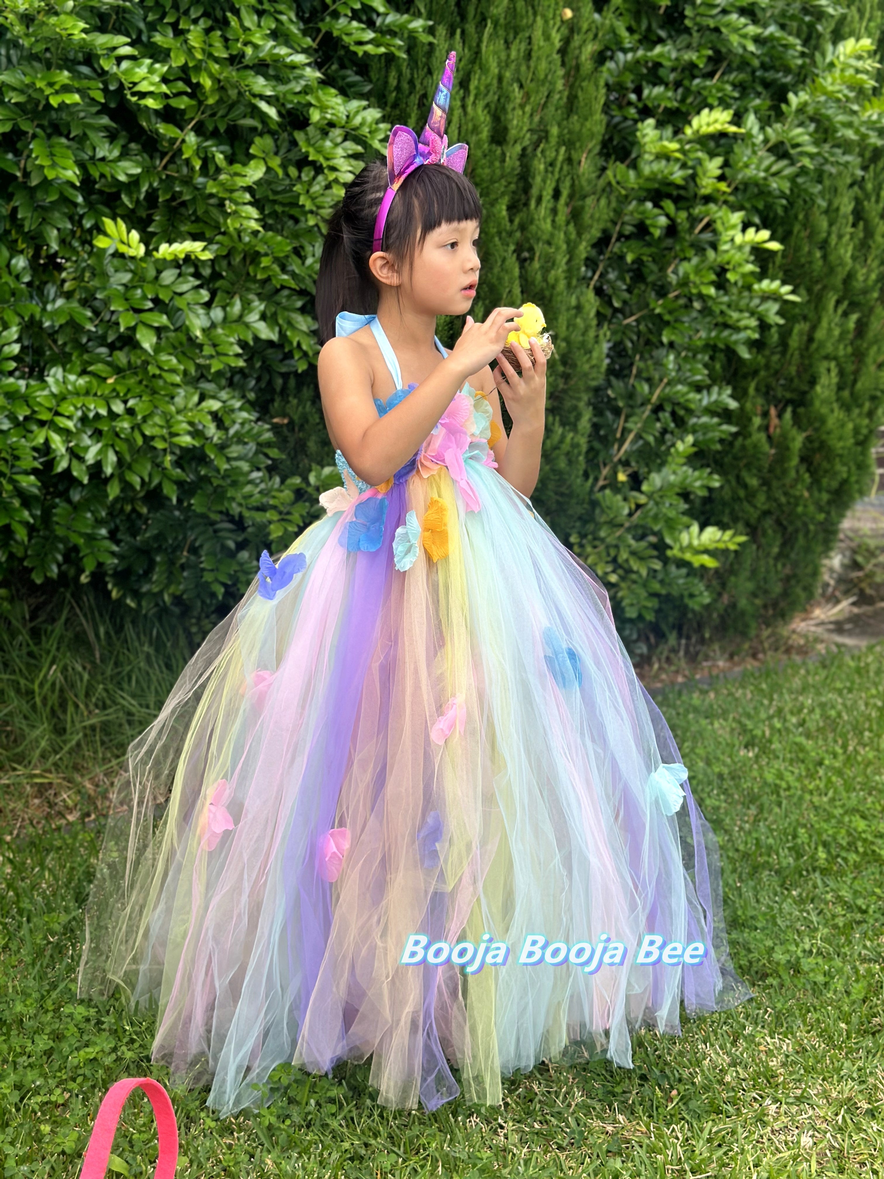 Unicorn Lola 3D flowers Pastel Fairy Princess tutu dress