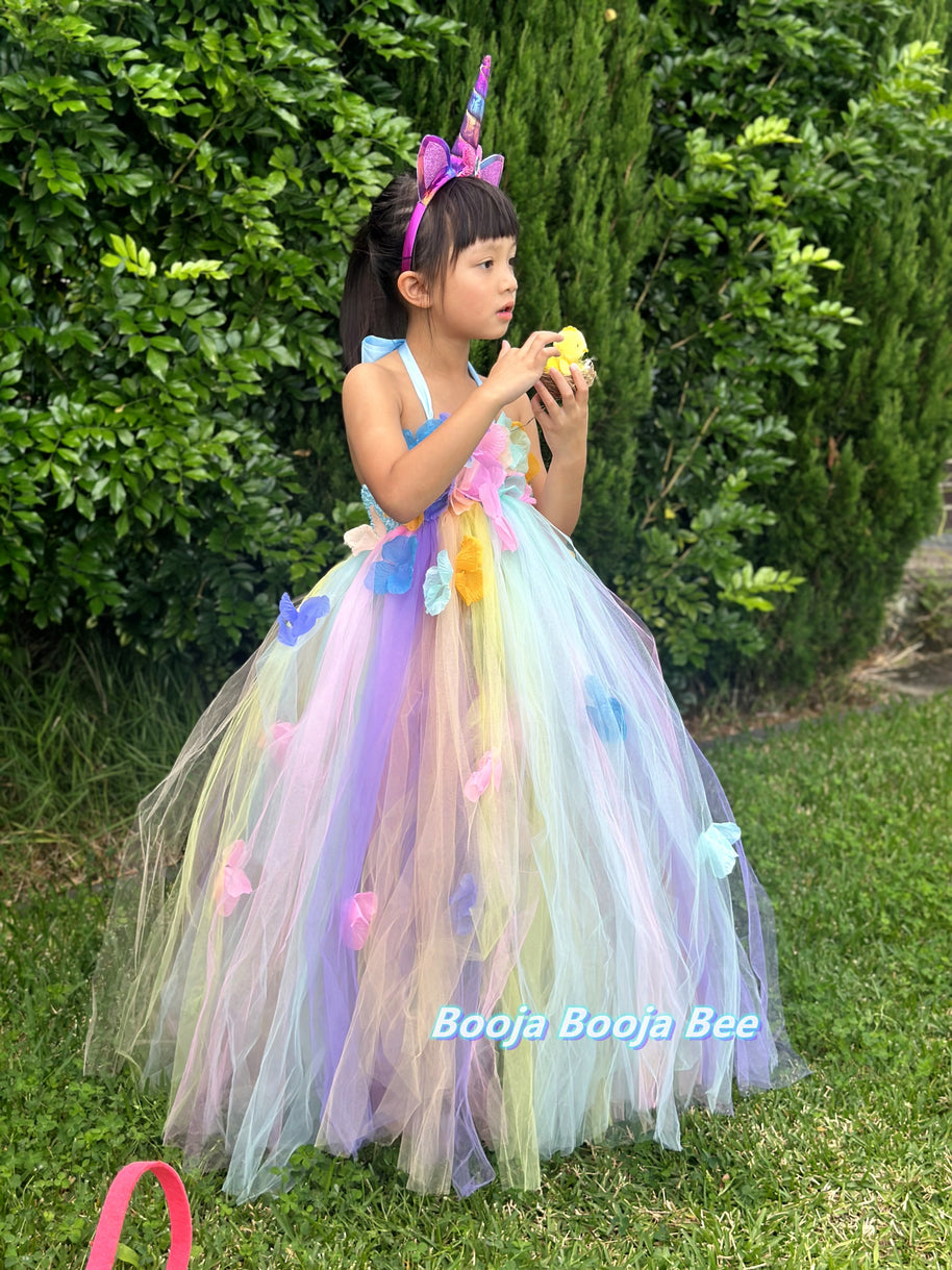 Unicorn Lola 3D flowers Pastel Fairy Princess tutu dress