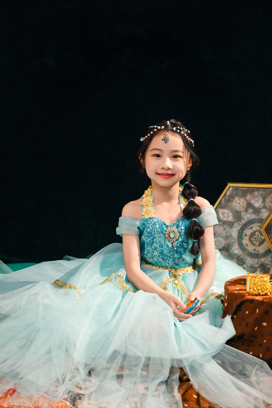 Jasmine Inspired Princess Dress for Girls – Elegant and Luxury Arabian Costume for Birthday & Party