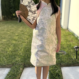 Fairy tale of Jade pool Qipao, Luxurious pink Cheongsam for Chinese New Year, Harmony day outfits, Chinese culture girls wear