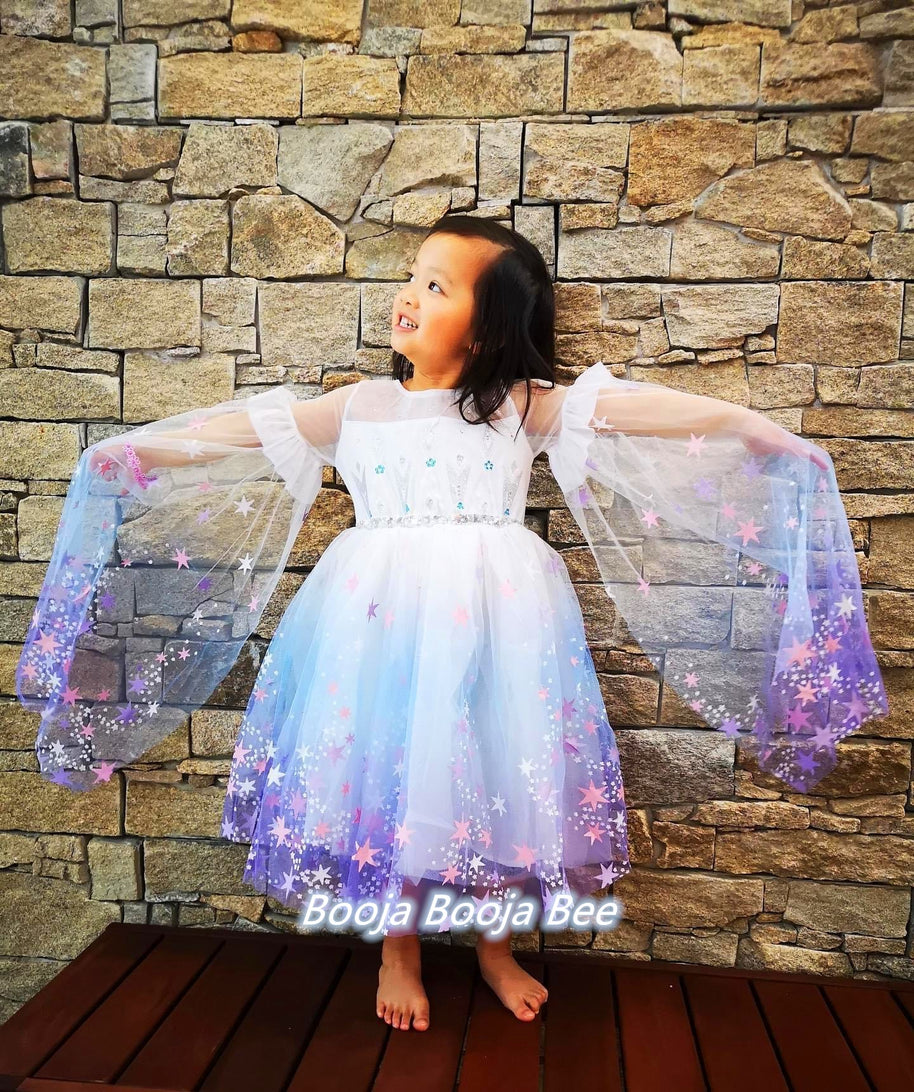 Frozen Elsa fantasy fluffy long sleeves tutu dress, party, costume, birthday